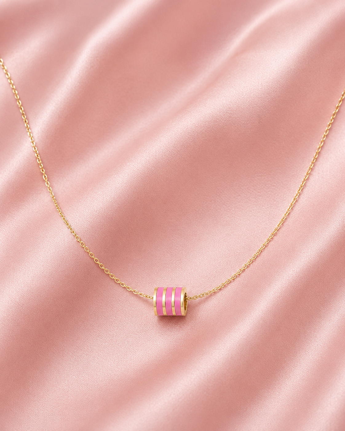 Ketting ronde bedel roze