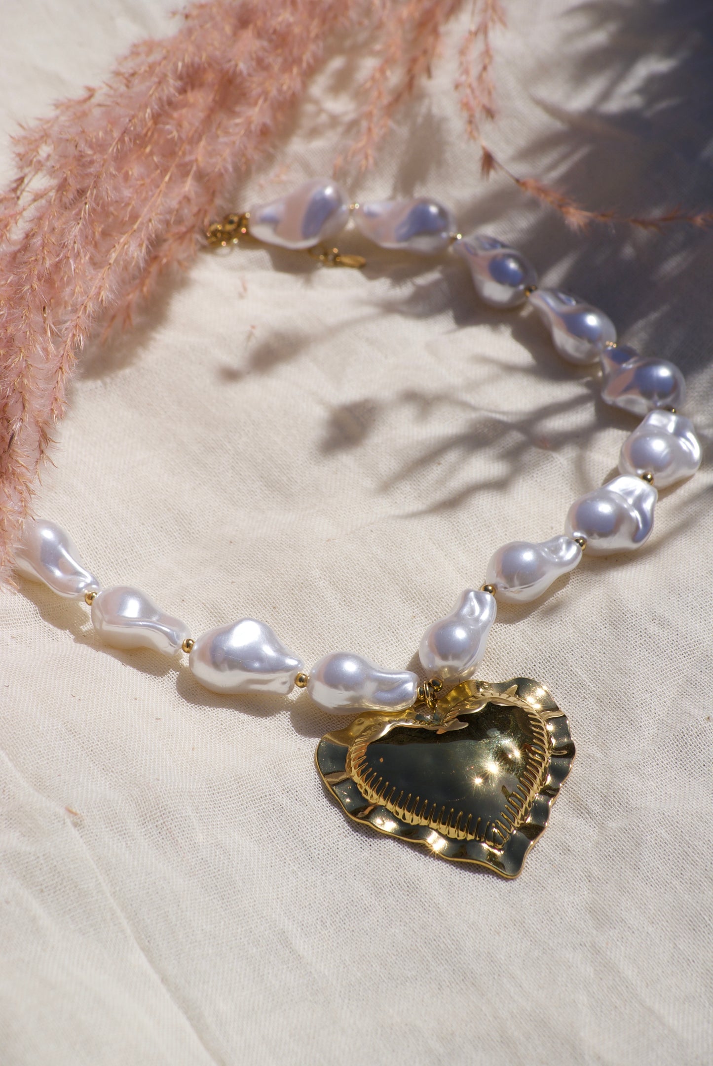 Pearl Heart Statement Necklace