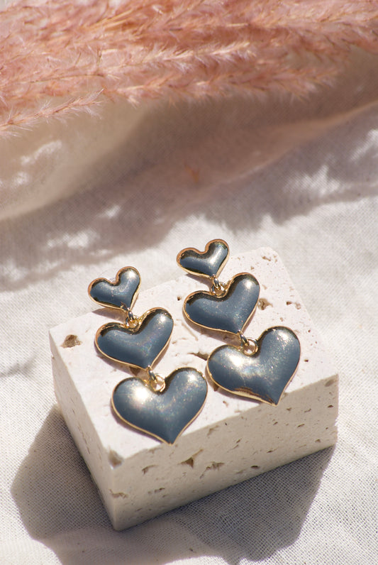 Triple Heart Earrings