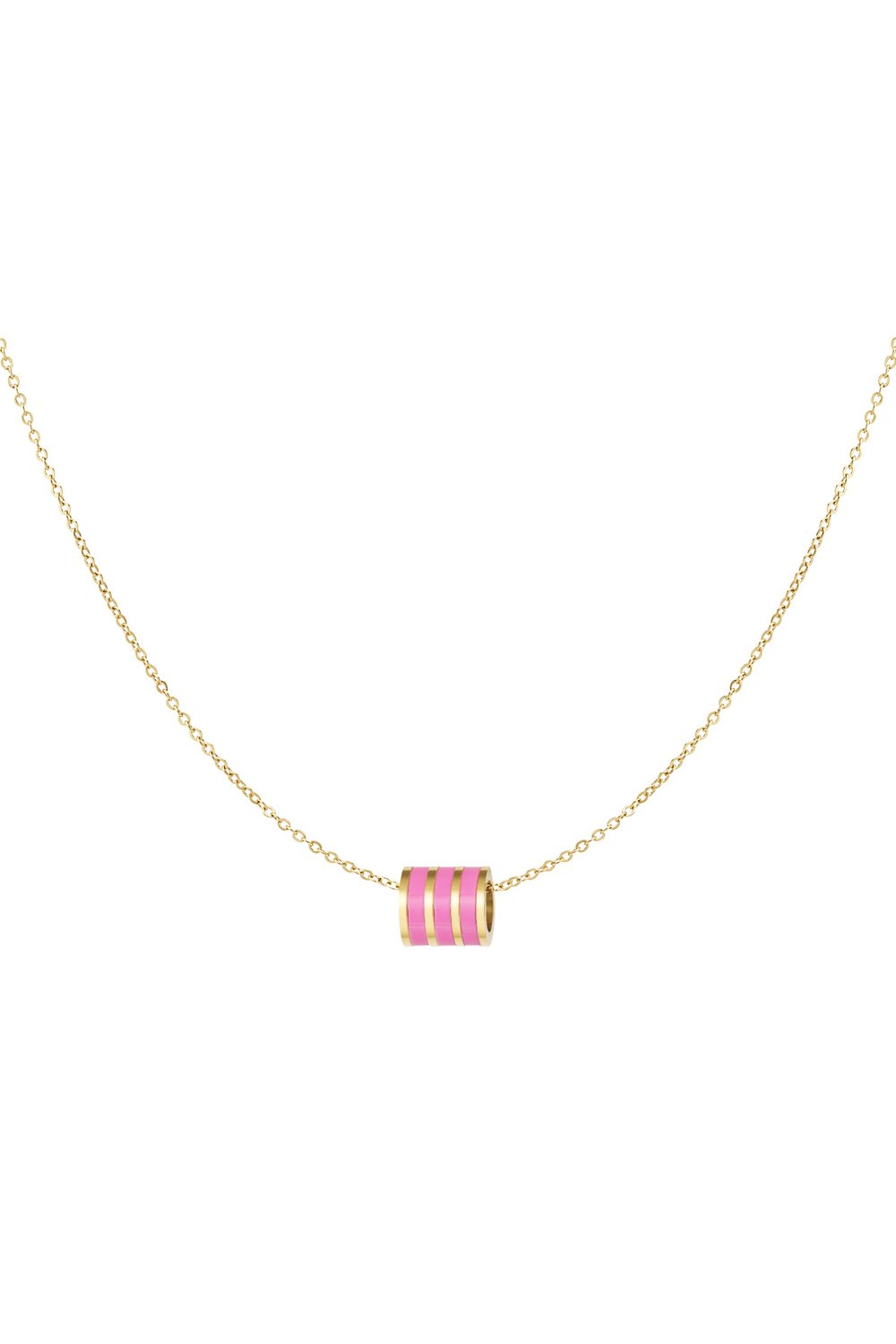 Ketting ronde bedel roze