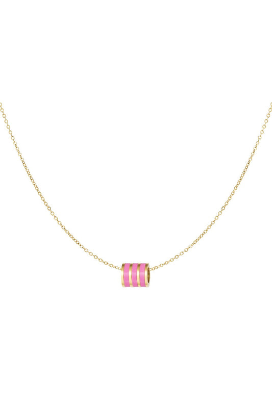 Ketting ronde bedel roze
