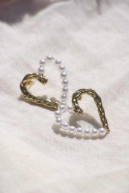 Pearl Heart Earrings
