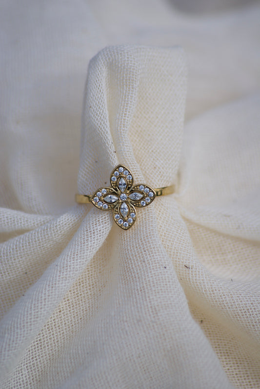 Crystal Clover Ring