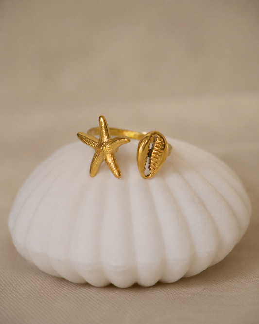 Schelp en zeester ring