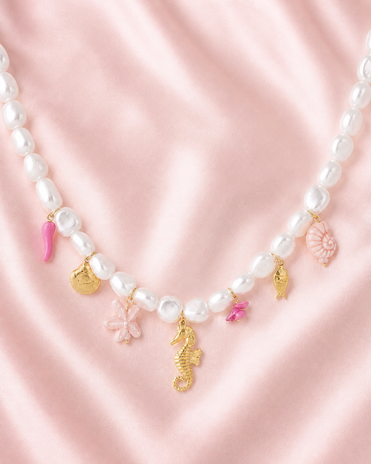 Ketting zeebedels roze