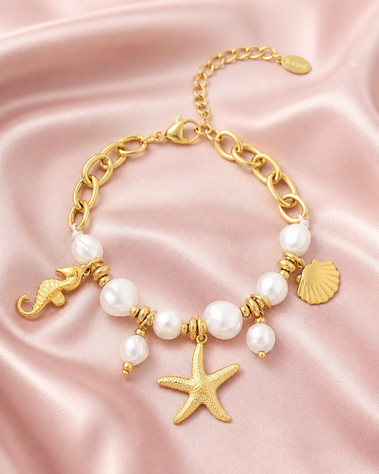 Bedelarmband parel en zeebedels