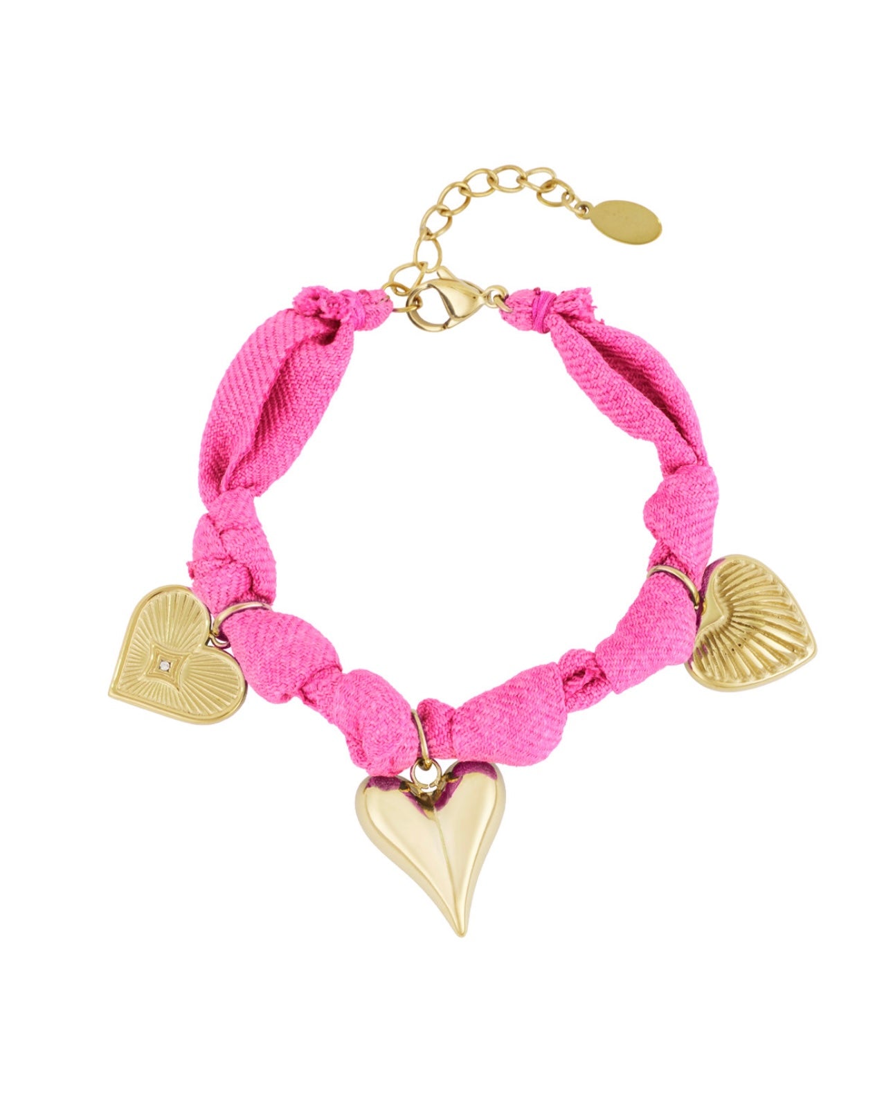 Roze hartjes armband