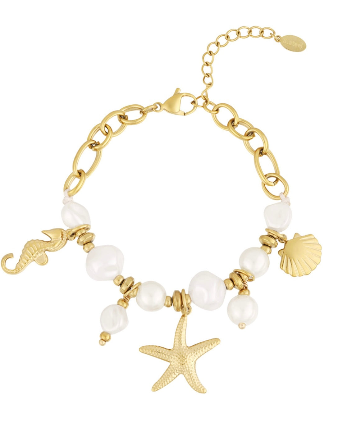 Bedelarmband parel en zeebedels