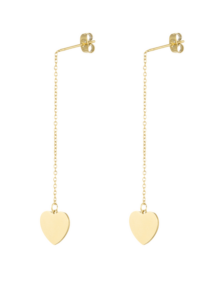 Lange hartjes oorbellen