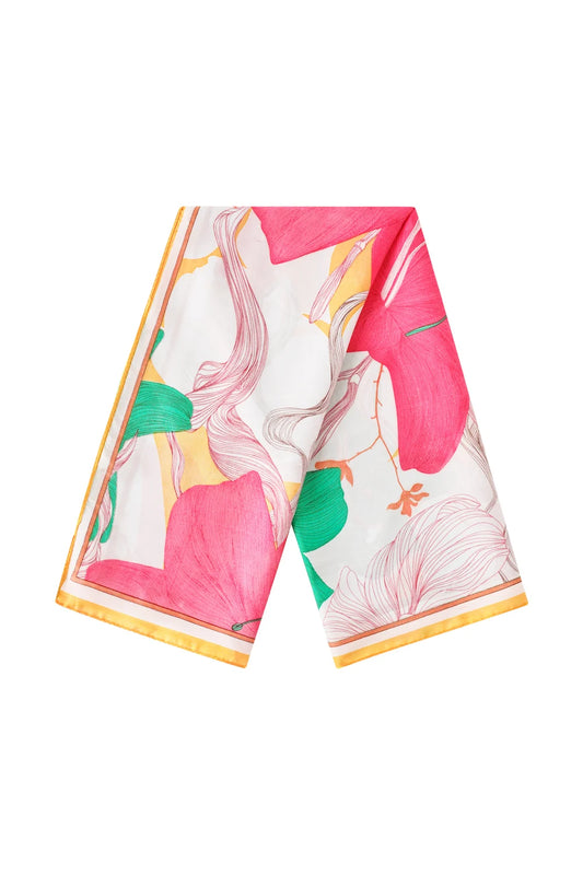 Bloemen sjaaltje gele rand