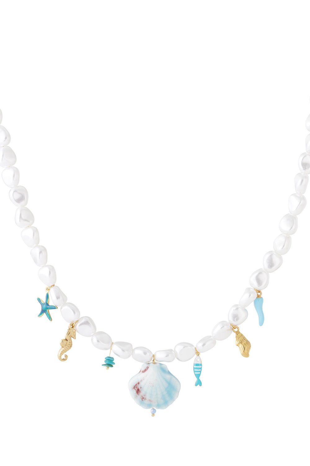 Ketting zeebedels lichtblauw